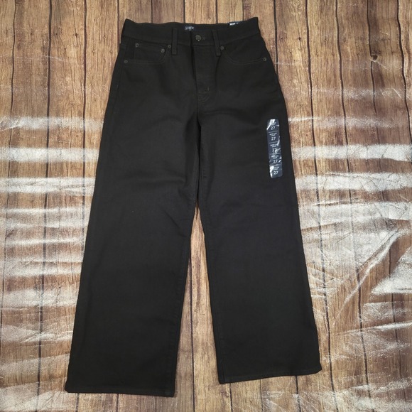J.CREW Denim - J.Crew Cropped Wide Leg Jeans Womens 27 Black High Rise Minimalist Effortless